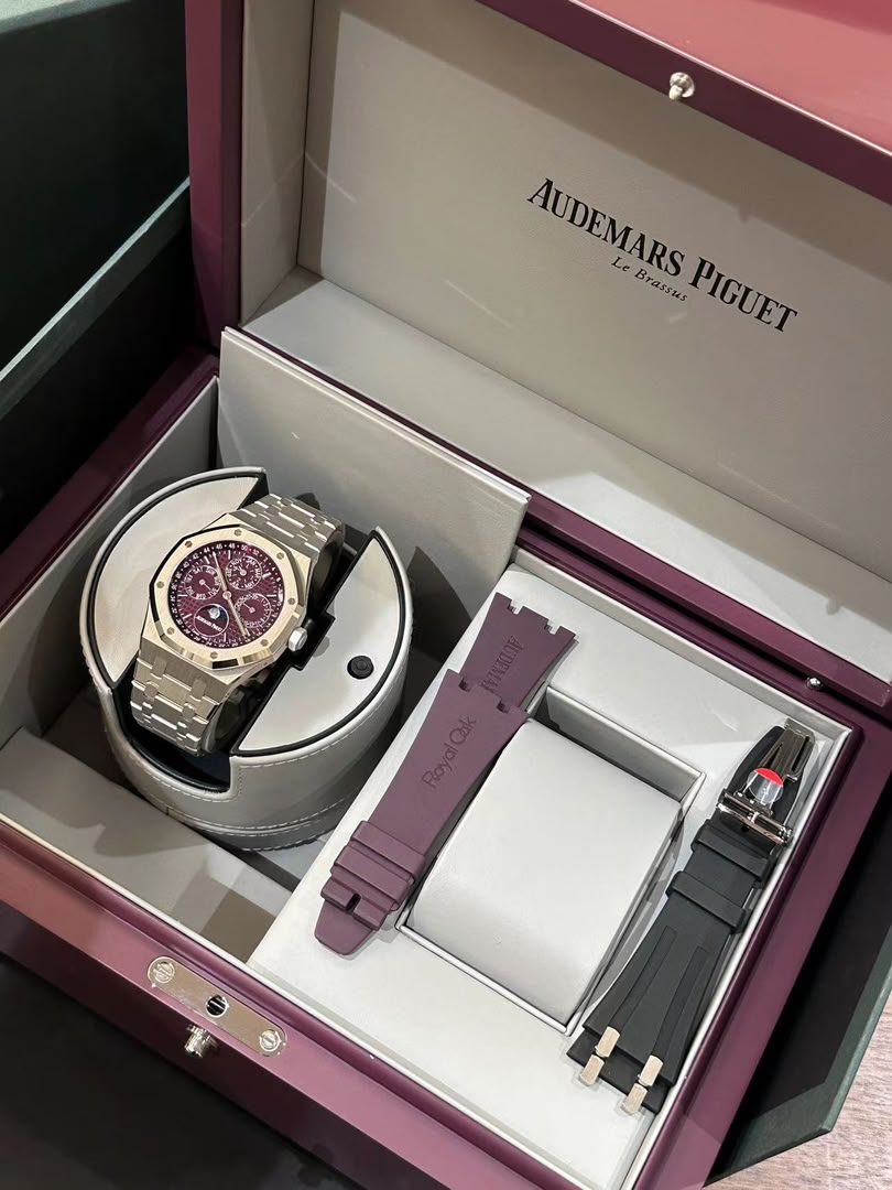Burgundy mechanical watch