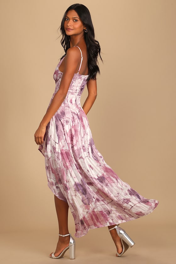 An Enchanting Dream Purple Multi Print High-Low Maxi Dress #Color_Purple Multi Print