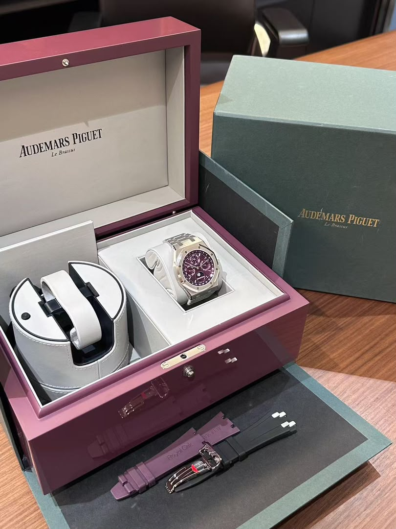 Burgundy mechanical watch
